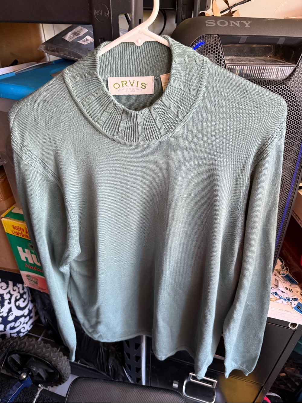Orvis Men's Sage Crewneck Sweater - Light Green Knit
